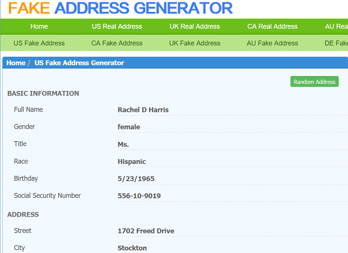 Argentina Fake Address Generator